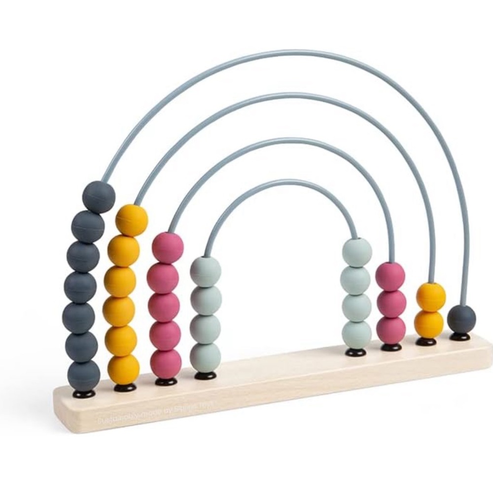 Bigjigs Toys Rainbow Abacus Educational Wooden Base Food-Grade Silicone Beads - Picture 2 of 14
